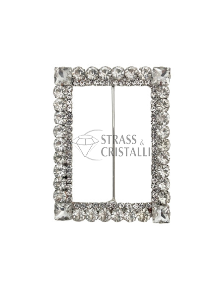 Fibbia strass RETTANGOLO CORNICE
