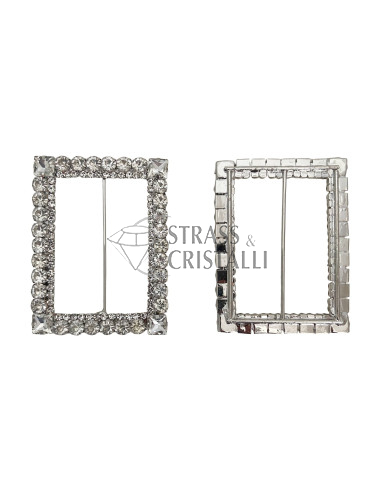 Fibbia strass RETTANGOLO CORNICE