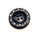 BOTTONE ACRILICO CON STRASS NERO