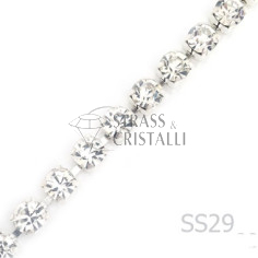 CATENA STRASS SS29 ARGENTO 6 mm