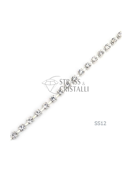 CATENA STRASS SS12 ARGENTO 3 mm