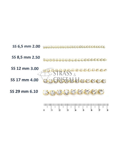 CATENA STRASS SS29 ORO 6 mm