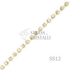 CATENA STRASS SS12 ORO 3 mm