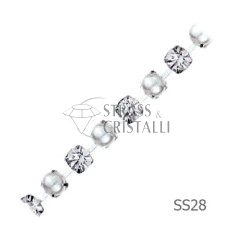 Catena STRASS E PERLA SS28  6 mm