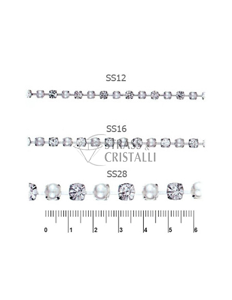 Catena STRASS E PERLA SS28  6 mm