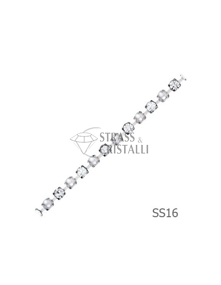 Catena STRASS E PERLA SS216  4 mm
