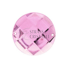 TONDO ACRILICO ROSA SFACCETTATO CON FORI