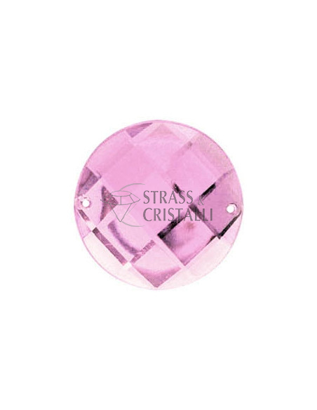 TONDO ACRILICO ROSA SFACCETTATO CON FORI